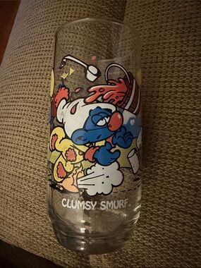 Clumsy Smurf Vintage 1983 Peyo Glass